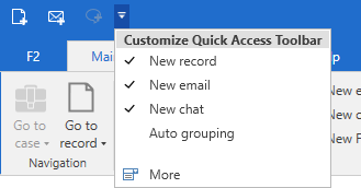 adjust quick access drop down