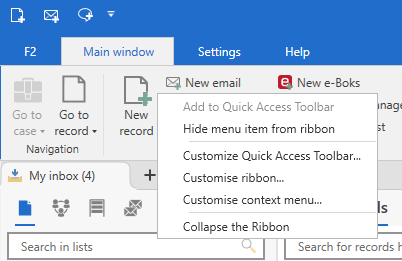 context menu menu item