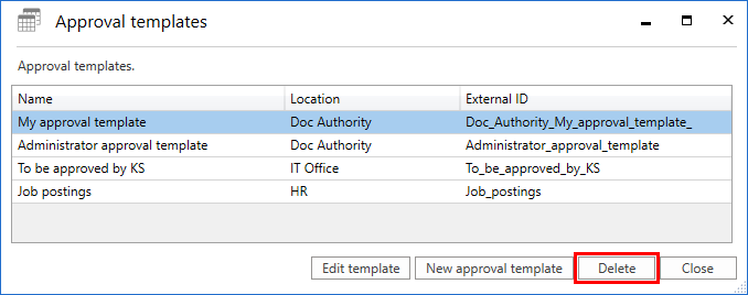 approval template window delete