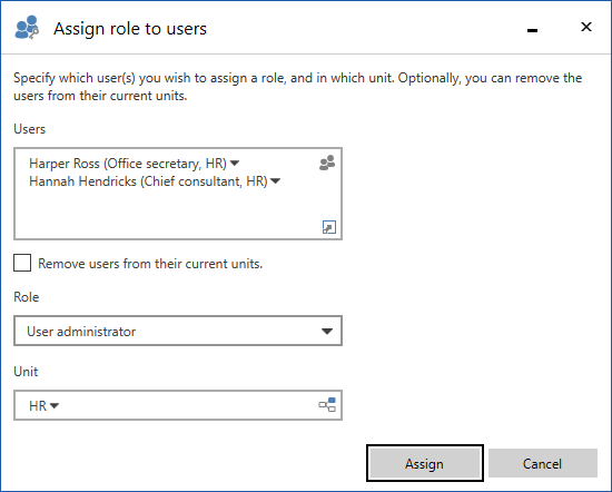 assign roles dialogue