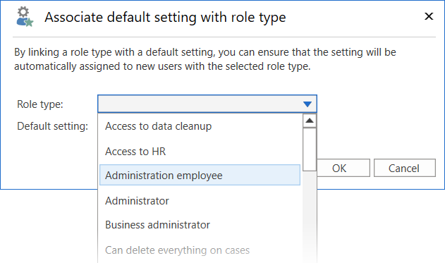 default setting roletype drop down