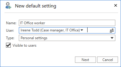new default setting dialogue