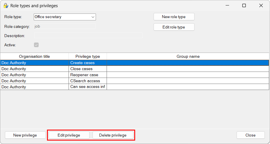 privileges edit delete
