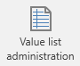 value list admin menu