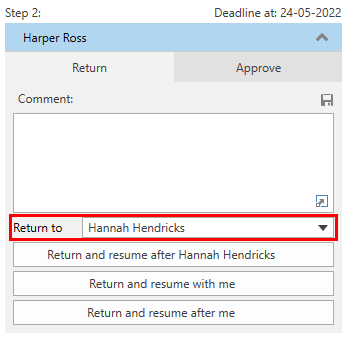approval return drop down