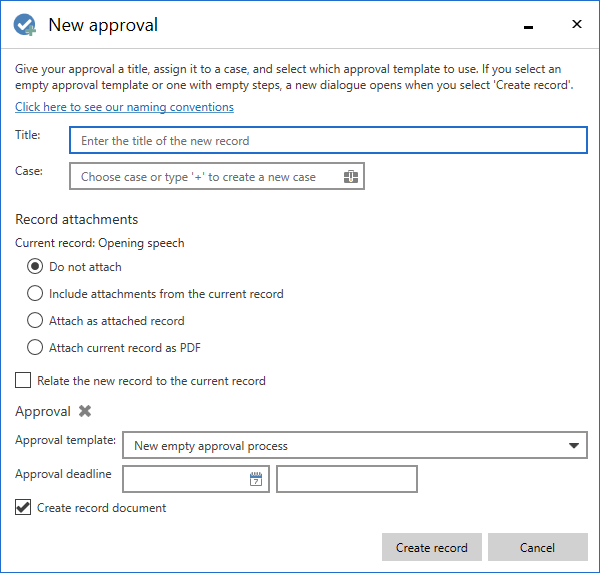 create approval dialogue