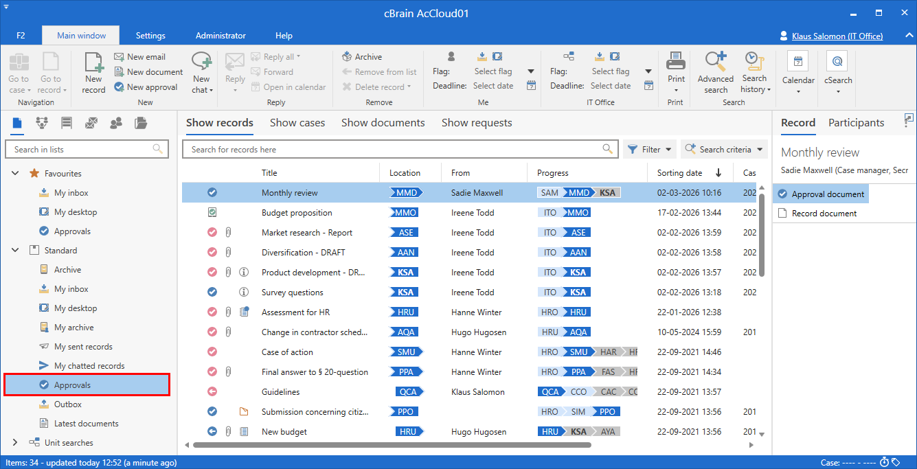 overview active approvals