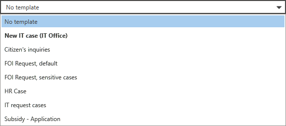 template dropdown