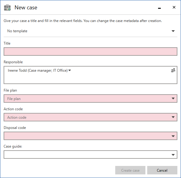 new case dialogue
