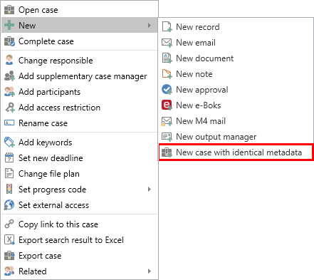 new case same metadata