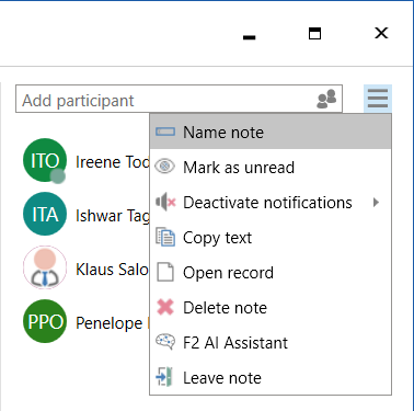 functions note window