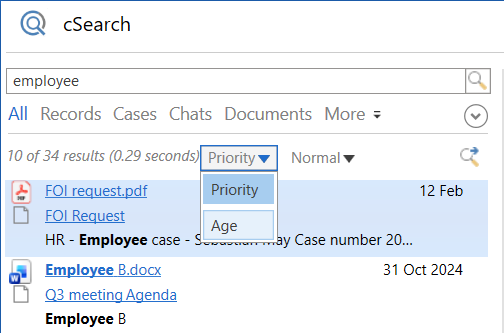 sorting csearch
