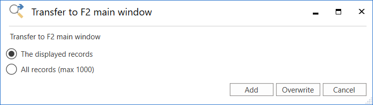 transfer result main window