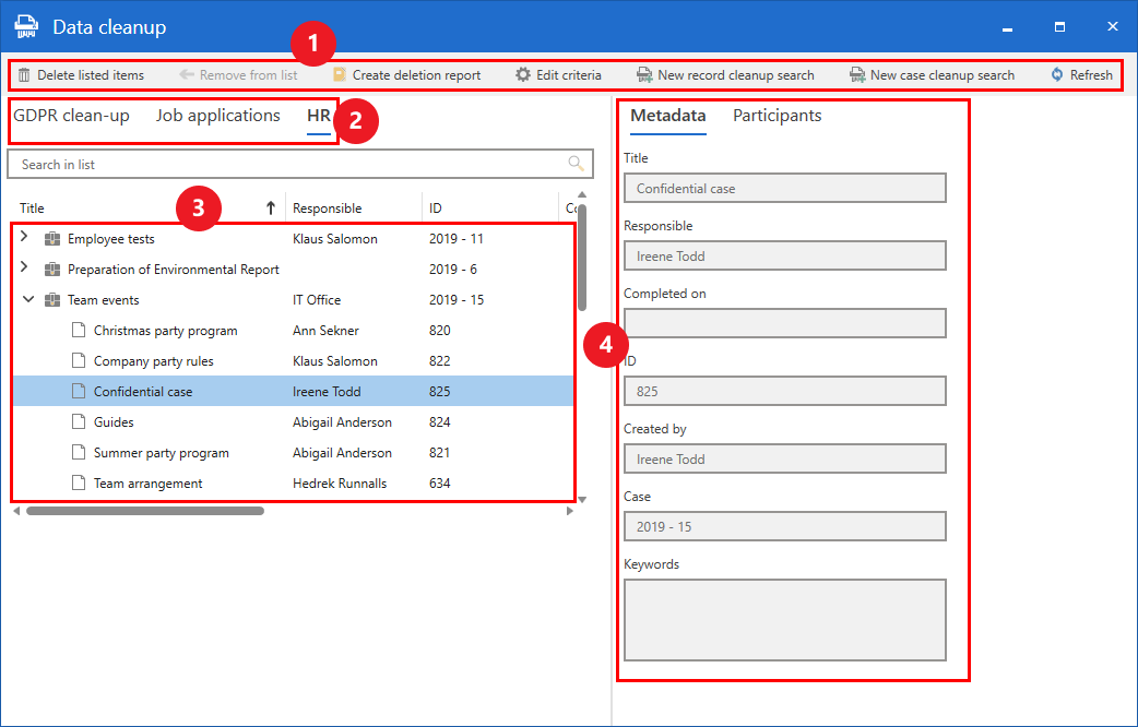 data cleanup window layout