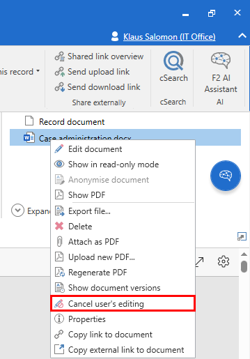 cancel user edit