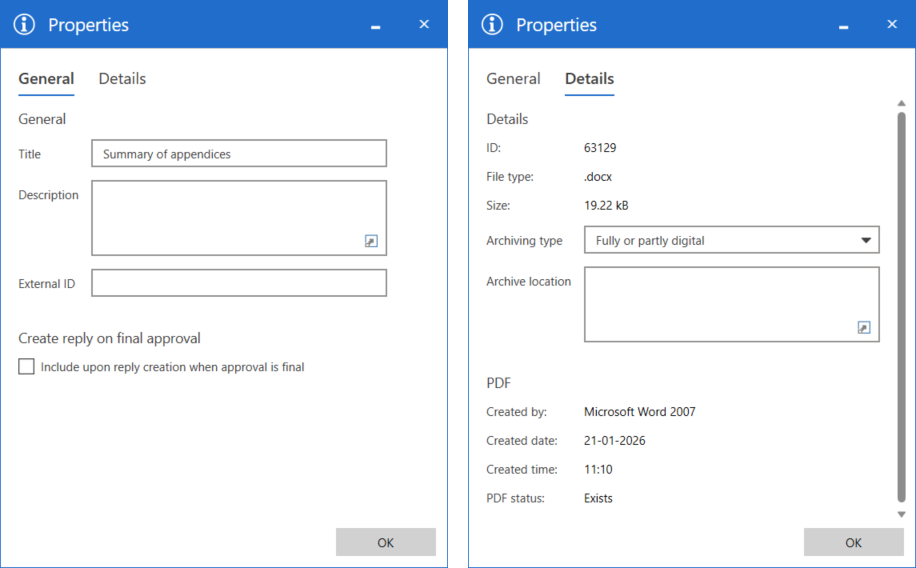 document properties