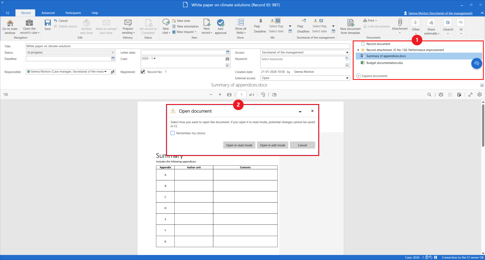 open document