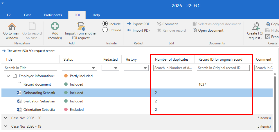 display of duplicates