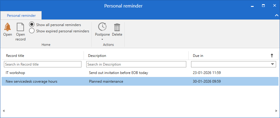 all reminders dialogue