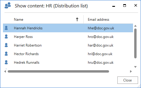 distribution list content