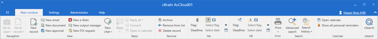 main window tab