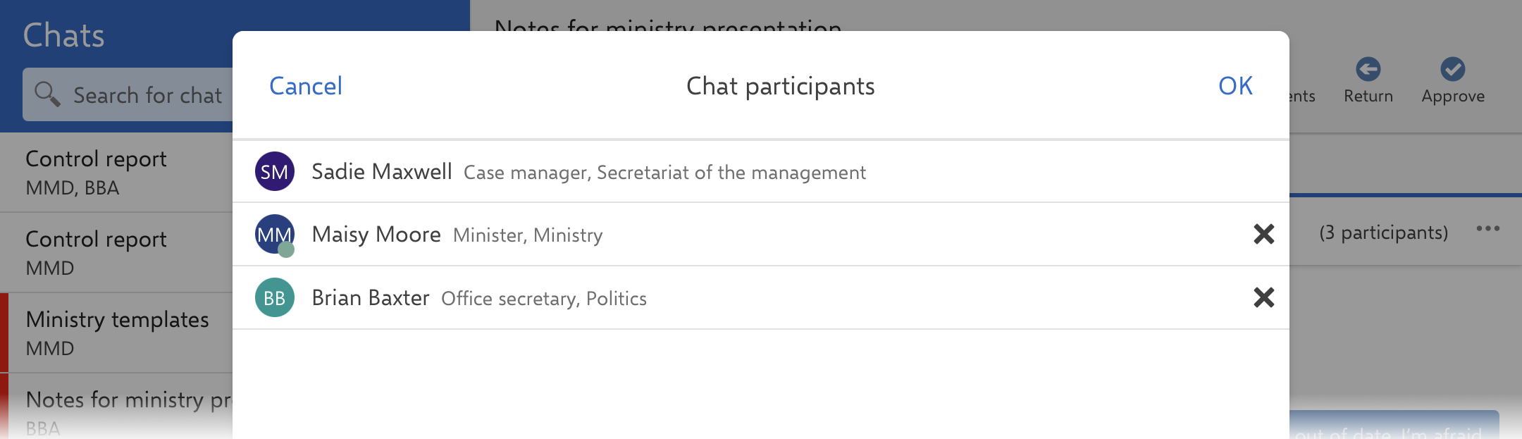 chats participants status