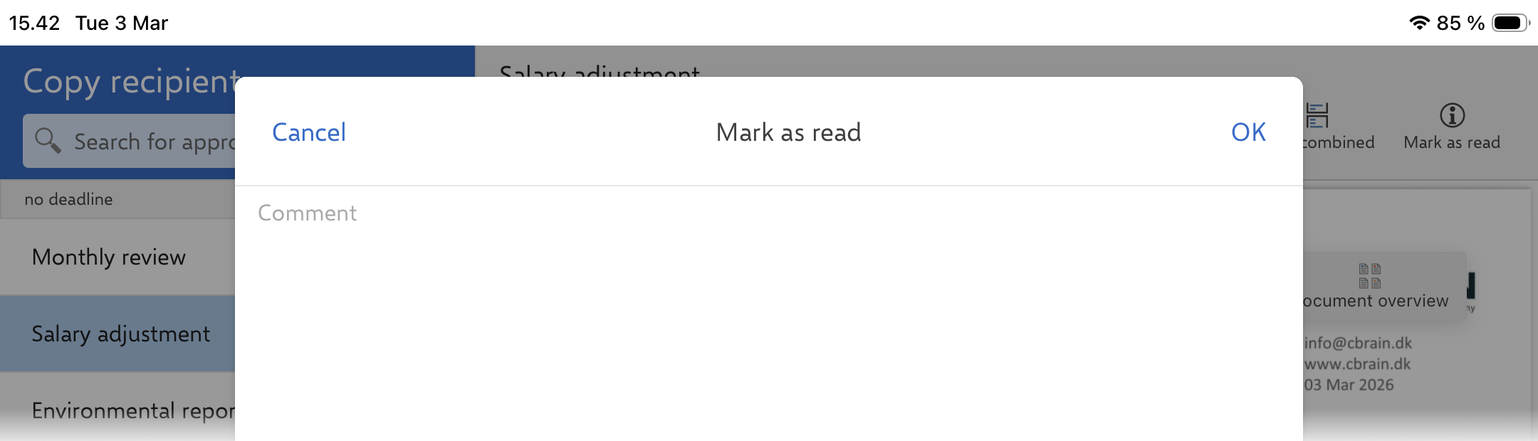 copy recipient mark read