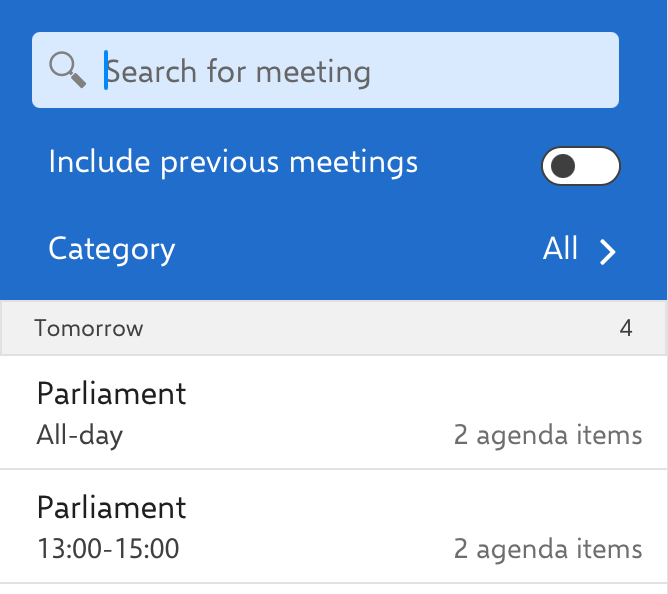 meetings search