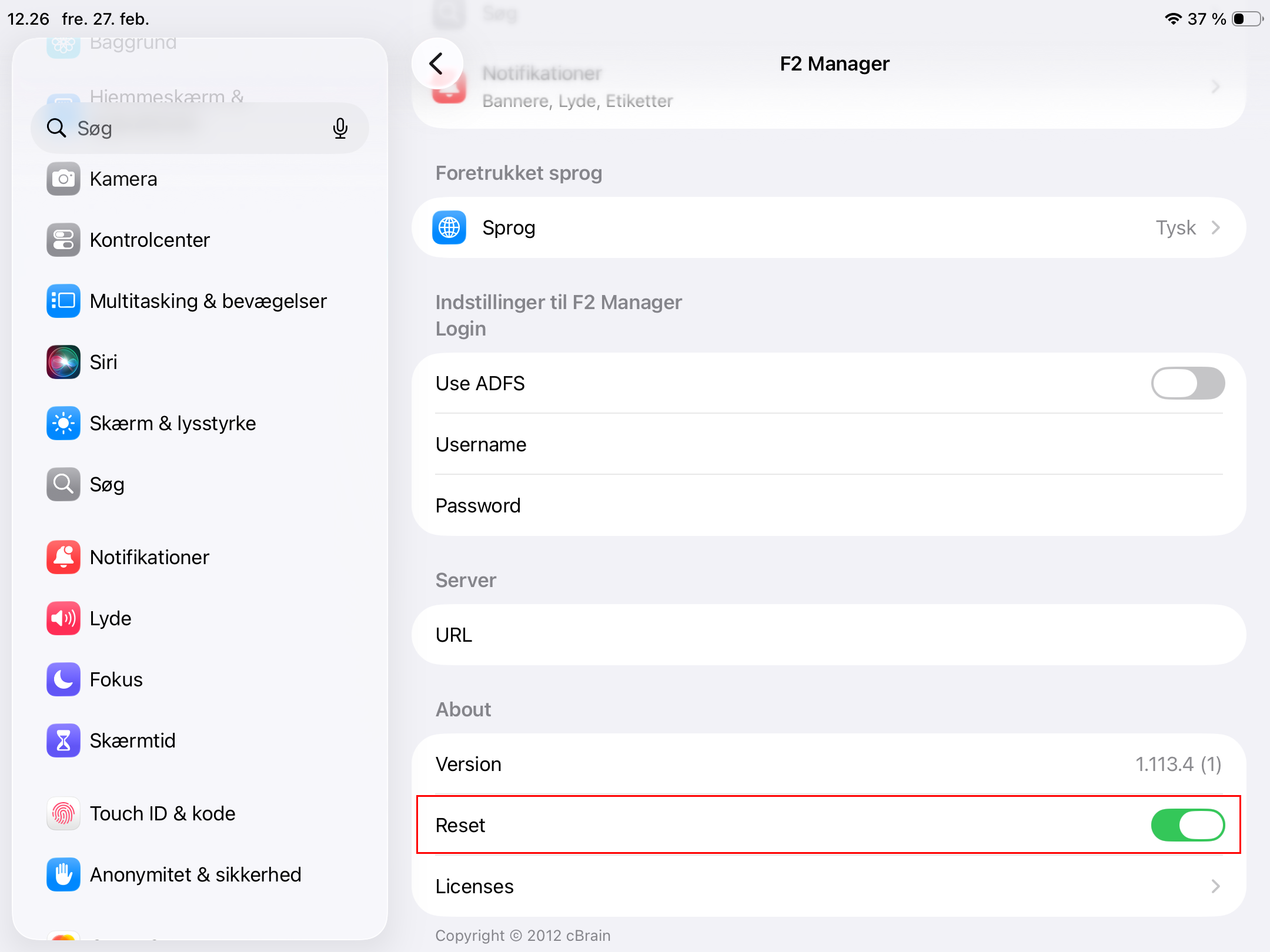 settings reset