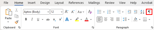 activate paragraph marks