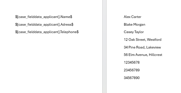 list merge fields wrong