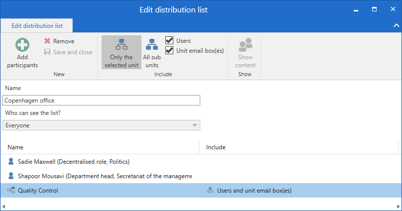 edit distribution list