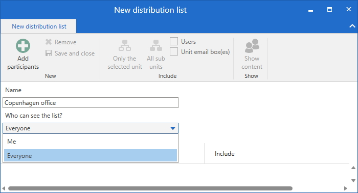 new distribution list