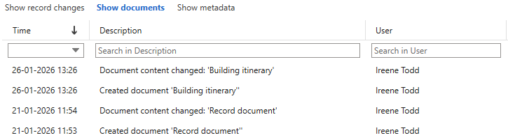 record history show documents