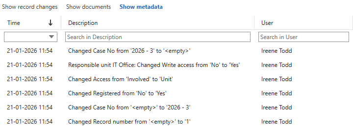 record history show metadata