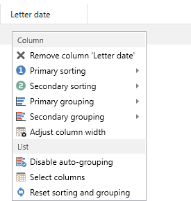 right click column