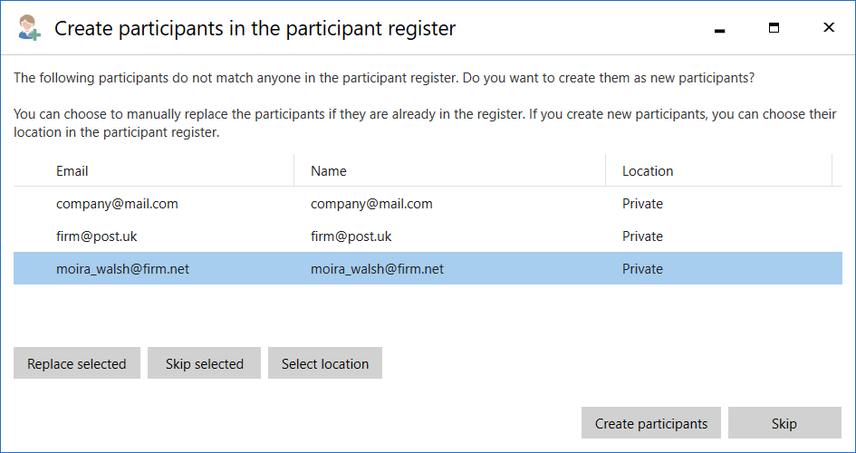 create participant