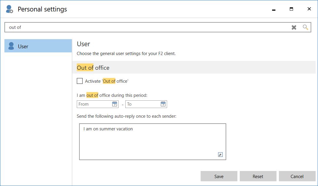 search settings