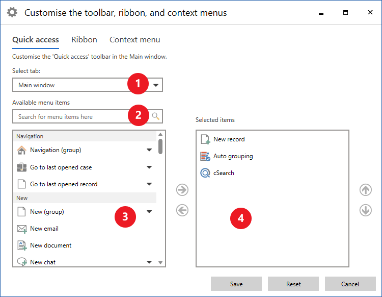 setup quick access