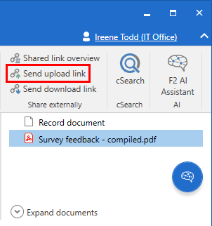 share externally ribbon upload