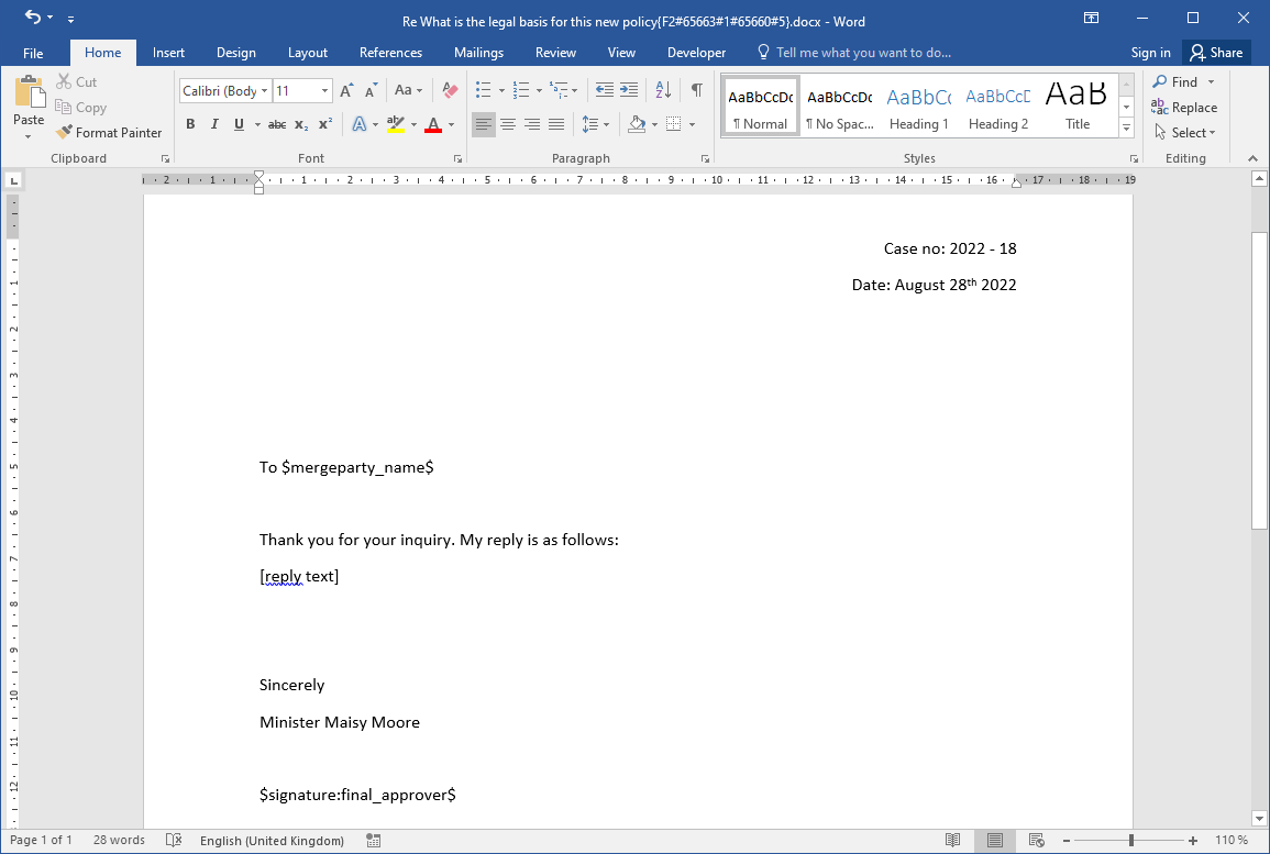 document template word