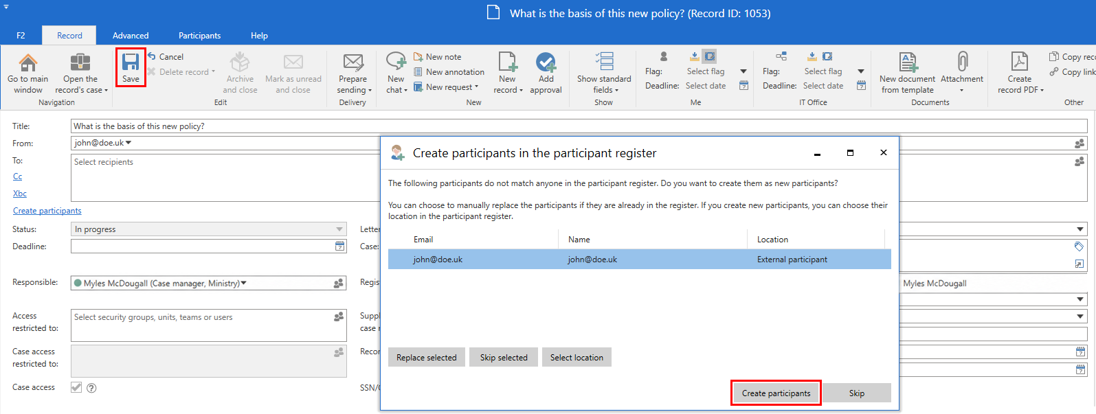 external participant mail