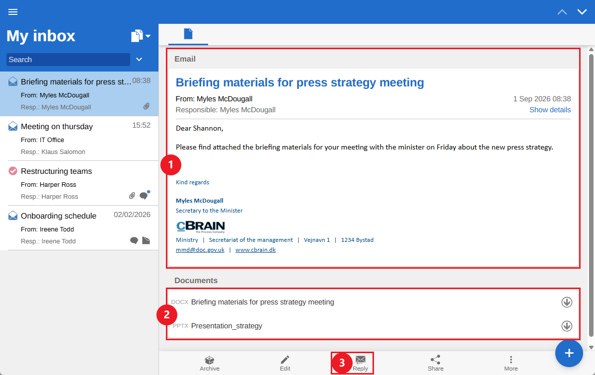 email actions